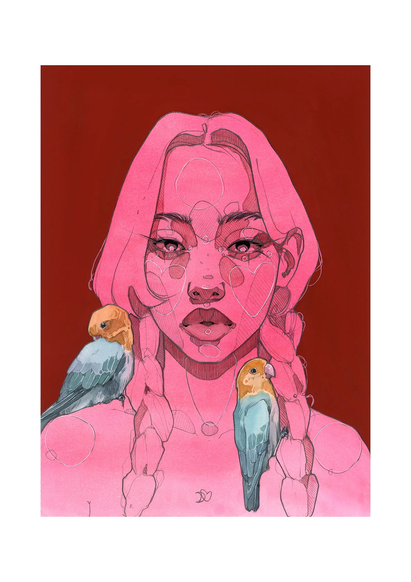 Lovebirds - gradient print by Polina Bright