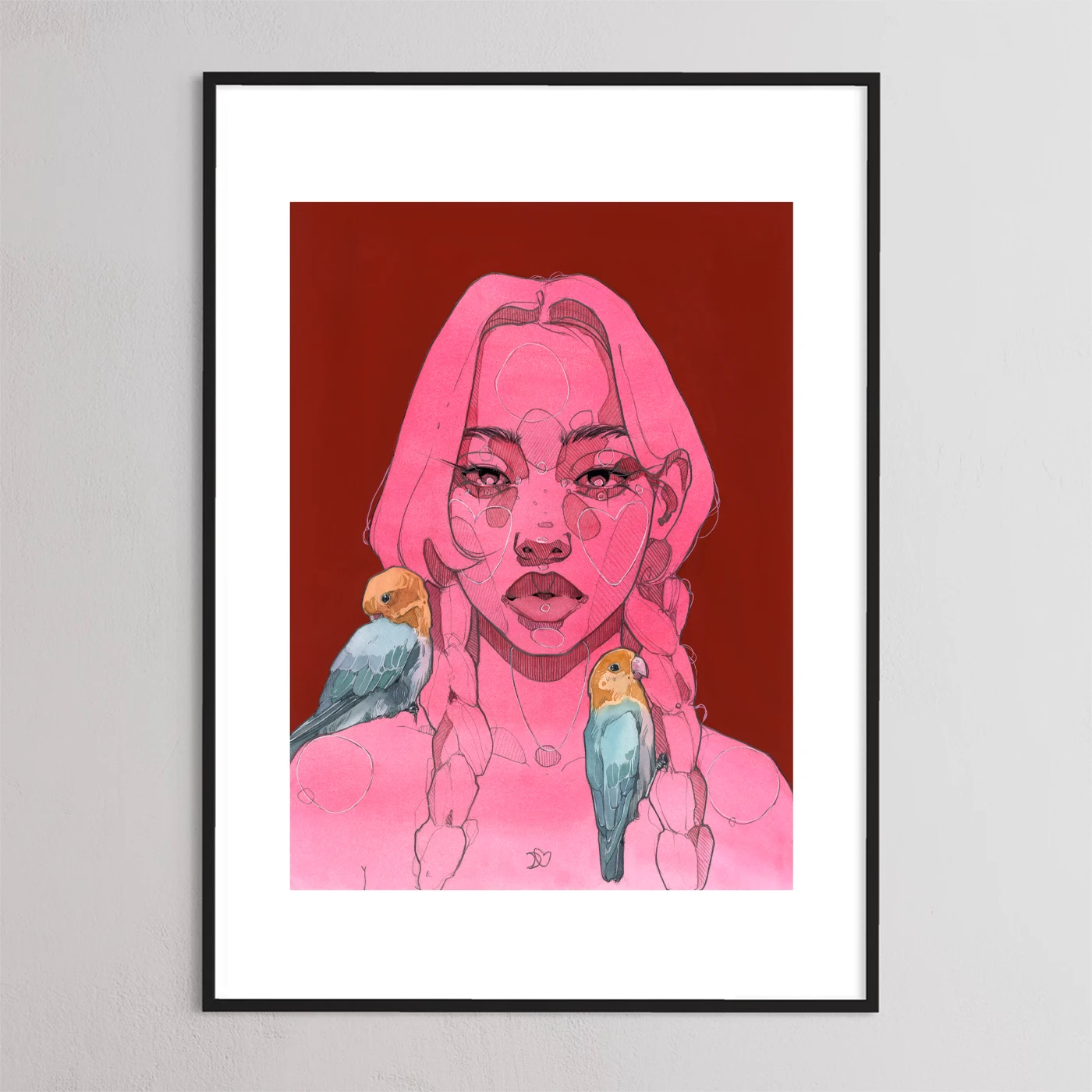 Lovebirds - gradient print by Polina Bright