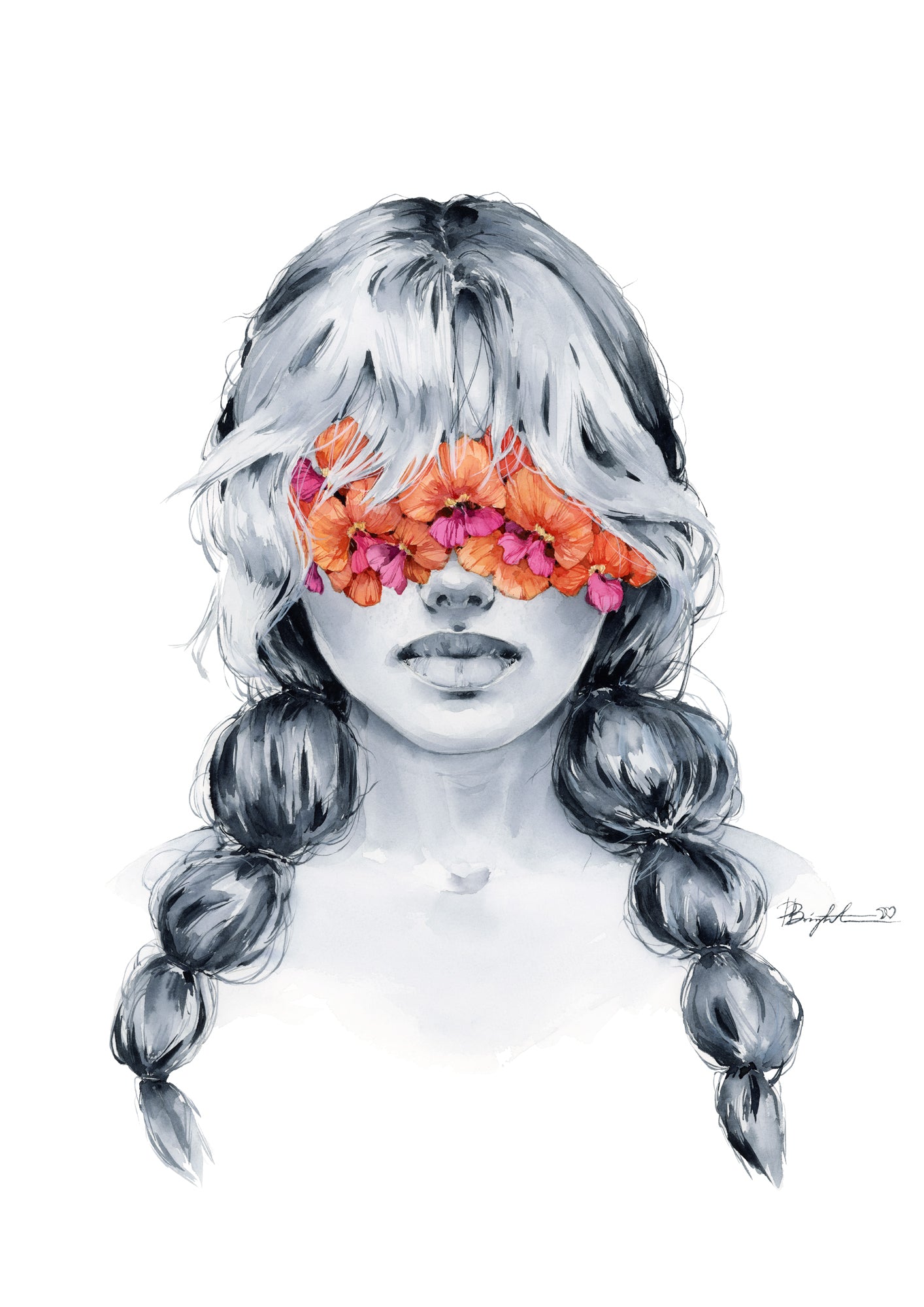 Sweet peas blindfolded print by Polina Bright