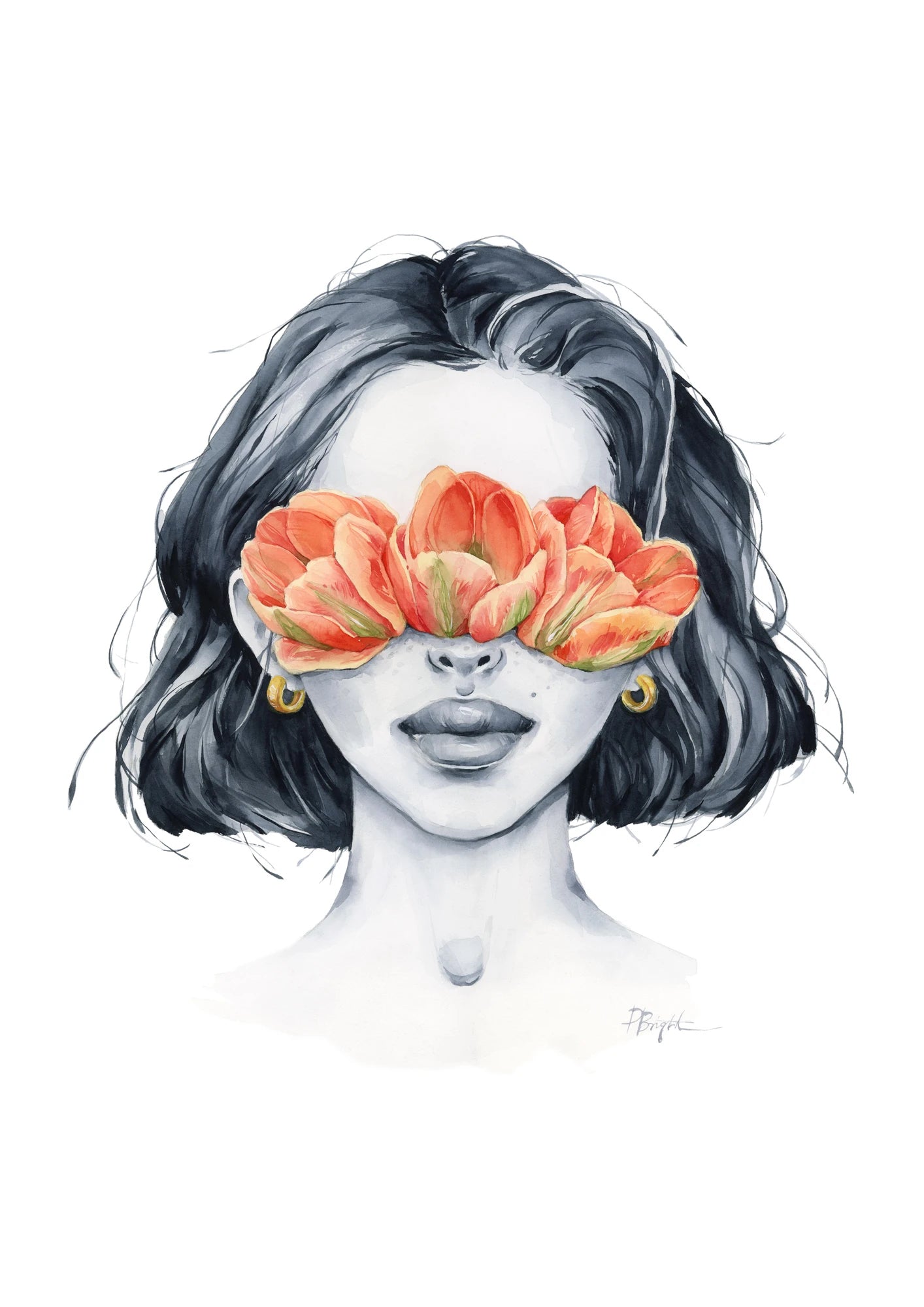 Tulip blindfolded print by Polina Bright