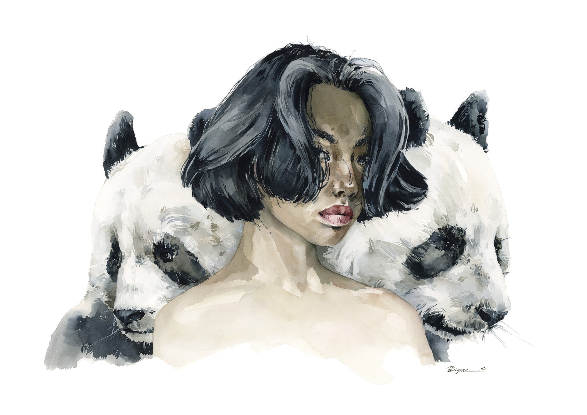 Girl with Pandas by Polina Bright