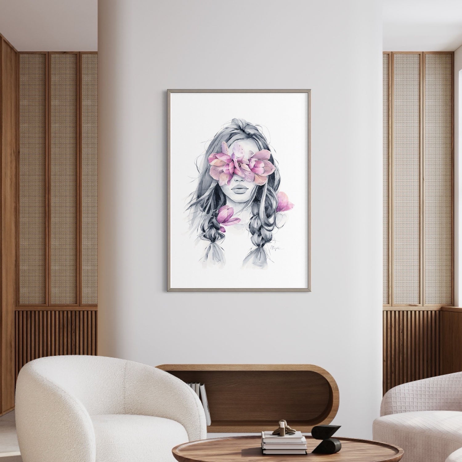 Wild magnolia blindfolded print by Polina Bright