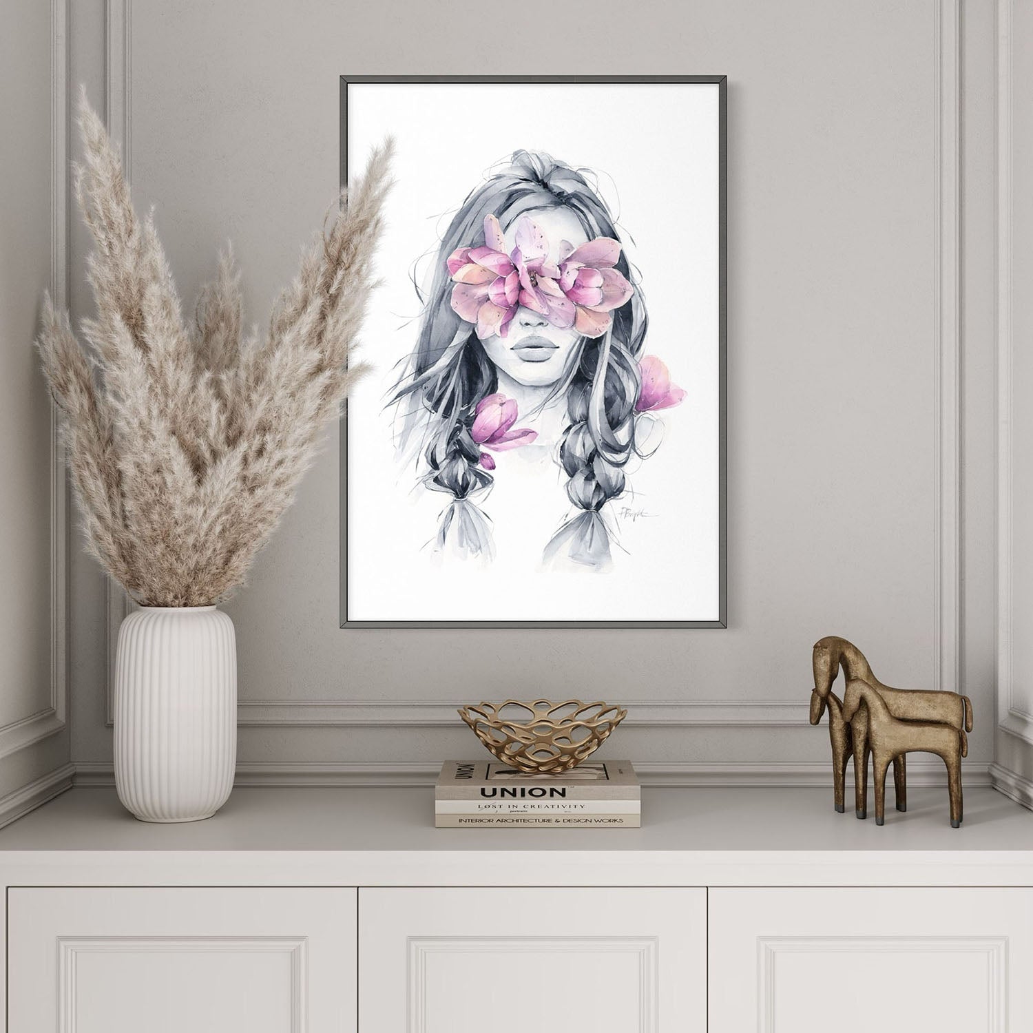 Wild magnolia blindfolded print by Polina Bright