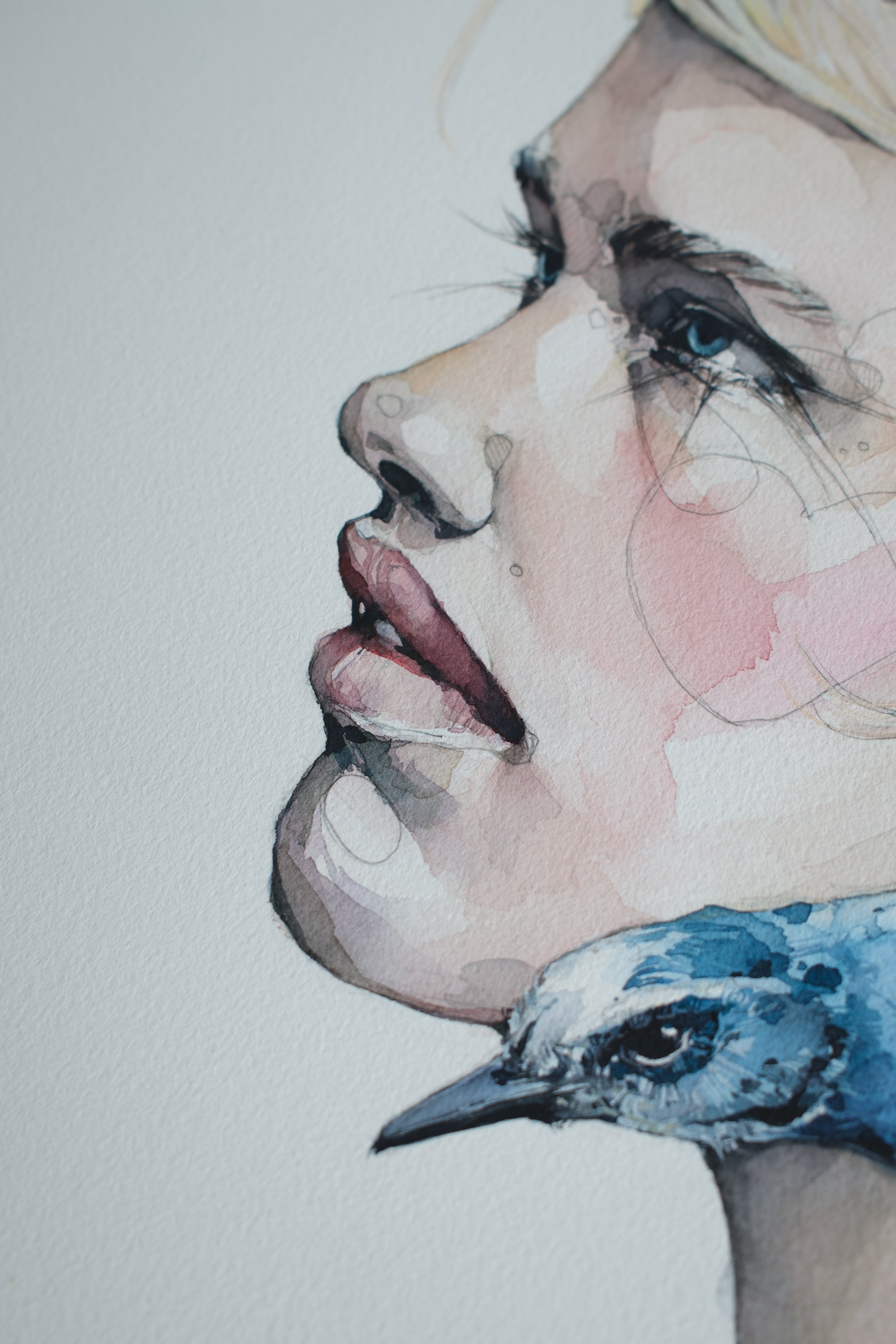 Girl with Florida Scrub-Jay | Original Artwork