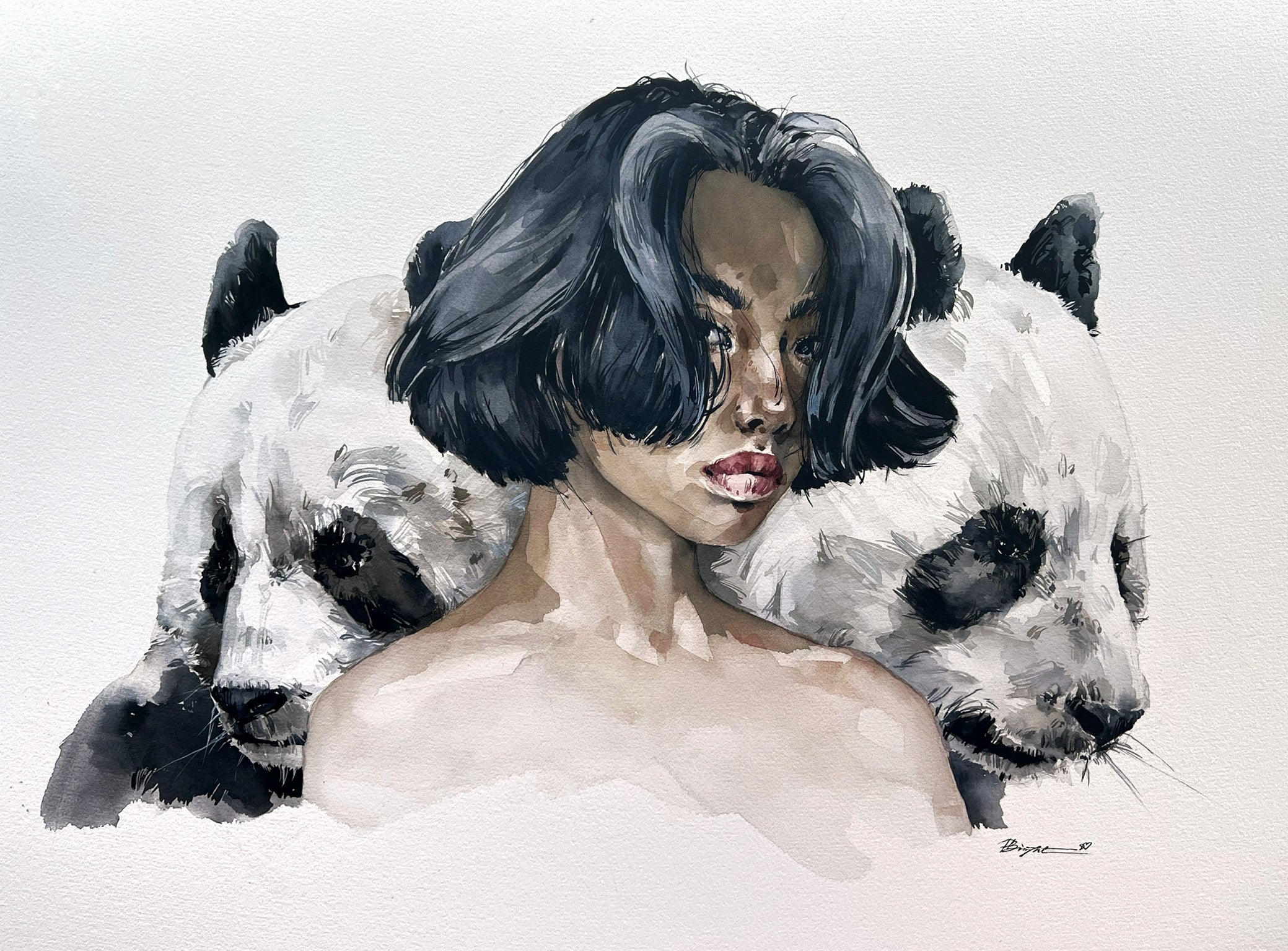 Girl with pandas