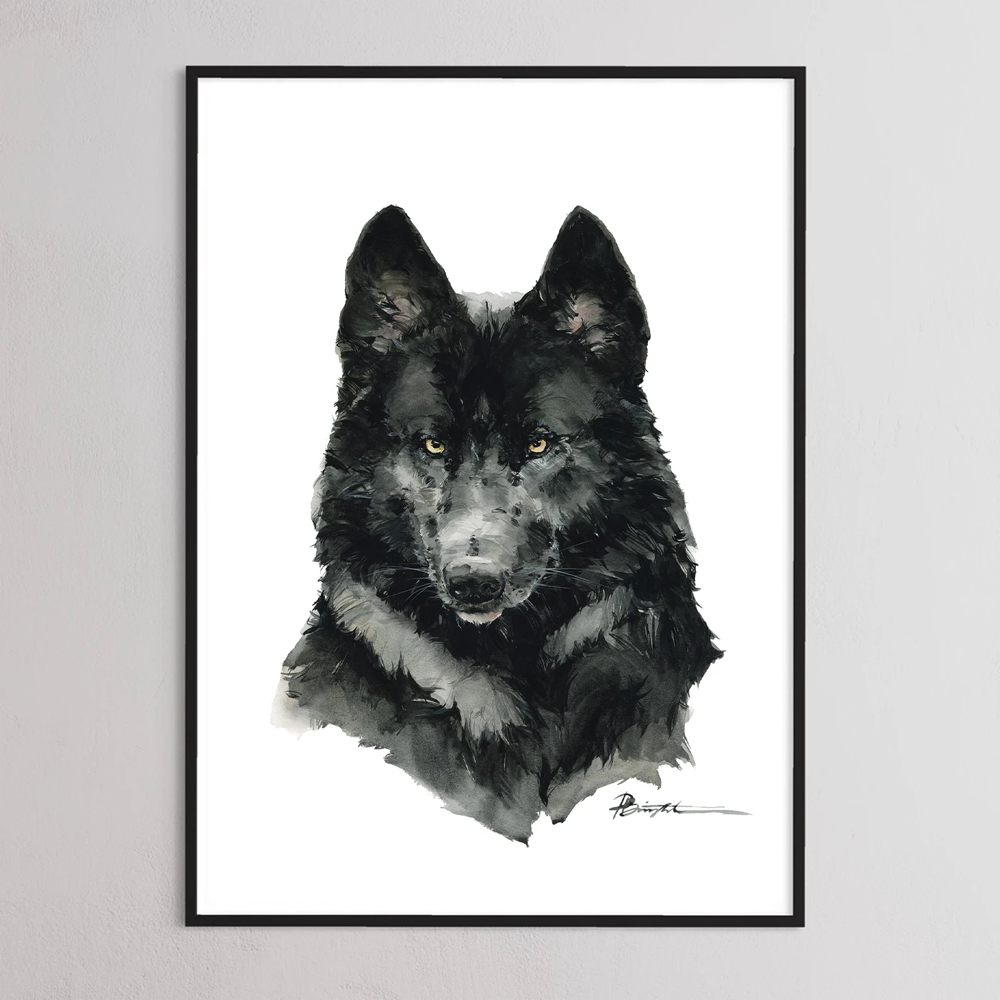 Black timber wolf print by Polina Bright