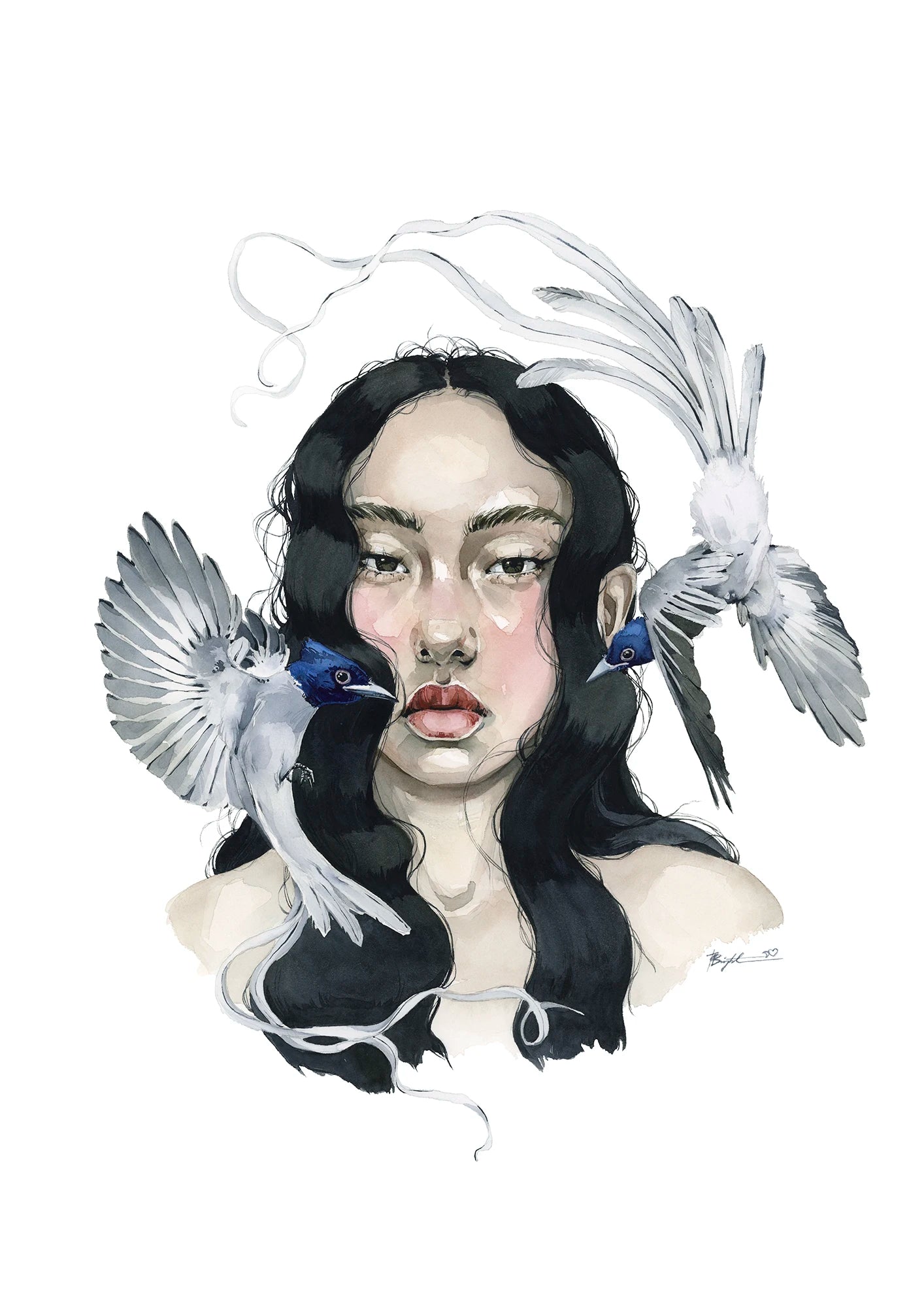 Girl with birds of paradise by Polina Bright