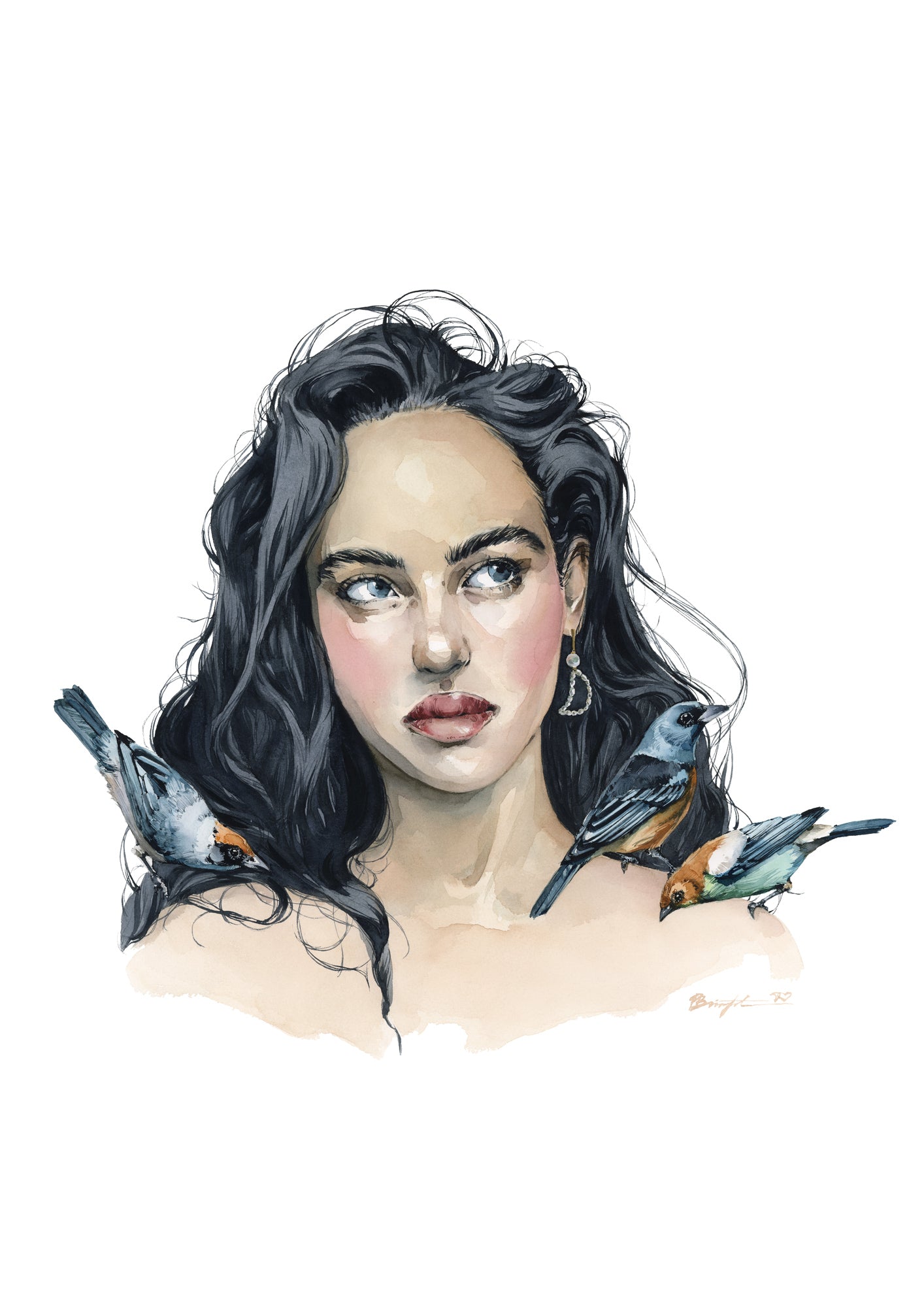 Girl with tanagers by Polina Bright 