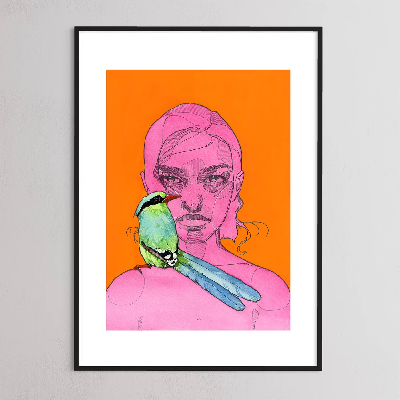 Green magpie print from the Gradient collection by Polina Bright
