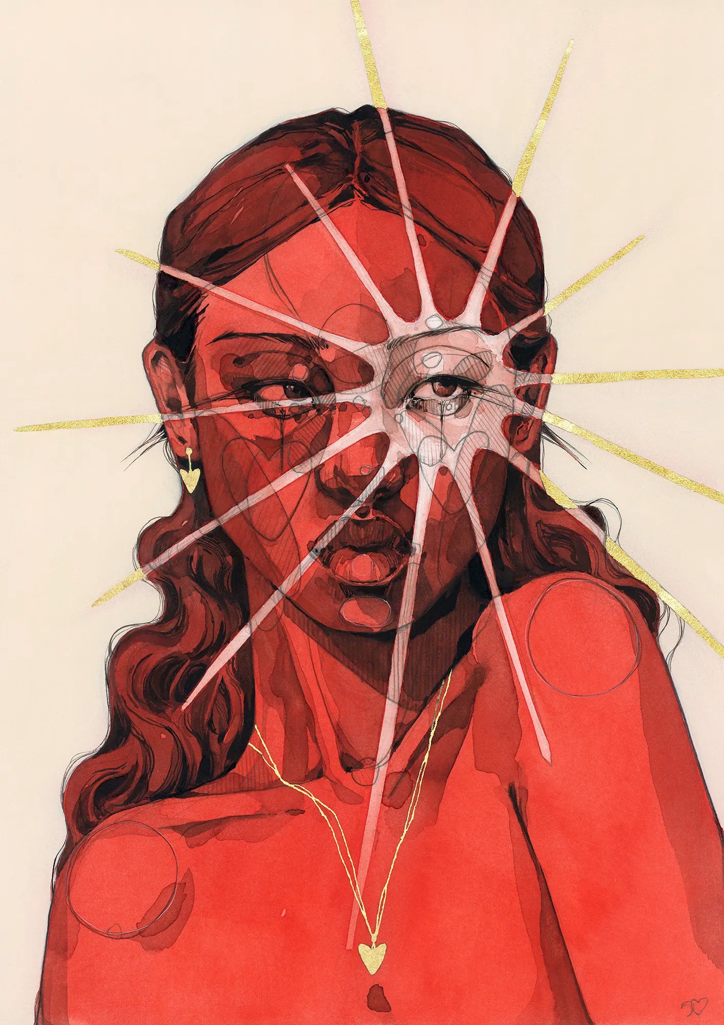 The Sun, original watercolor by Polina Bright