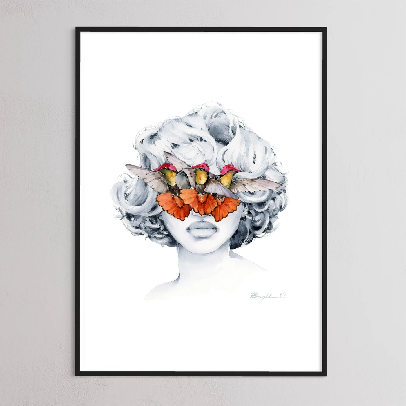 Ruby Hummingbird blindfolded print by Polina Bright