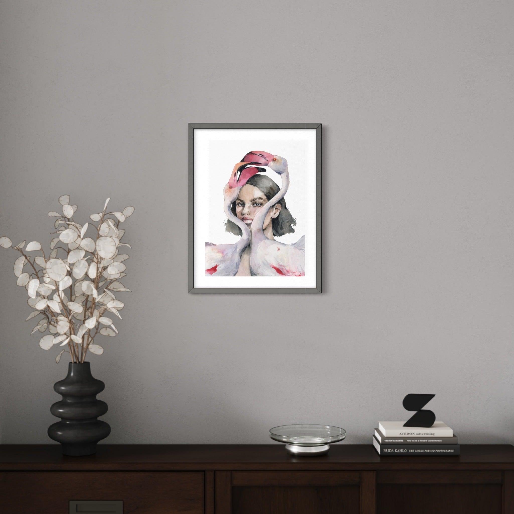 "Girl with Flamingos" - original painting - Polina Bright