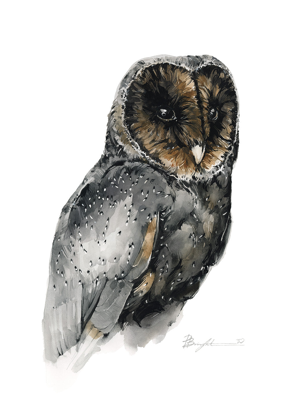 Black Barn Owl by Polina Bright
