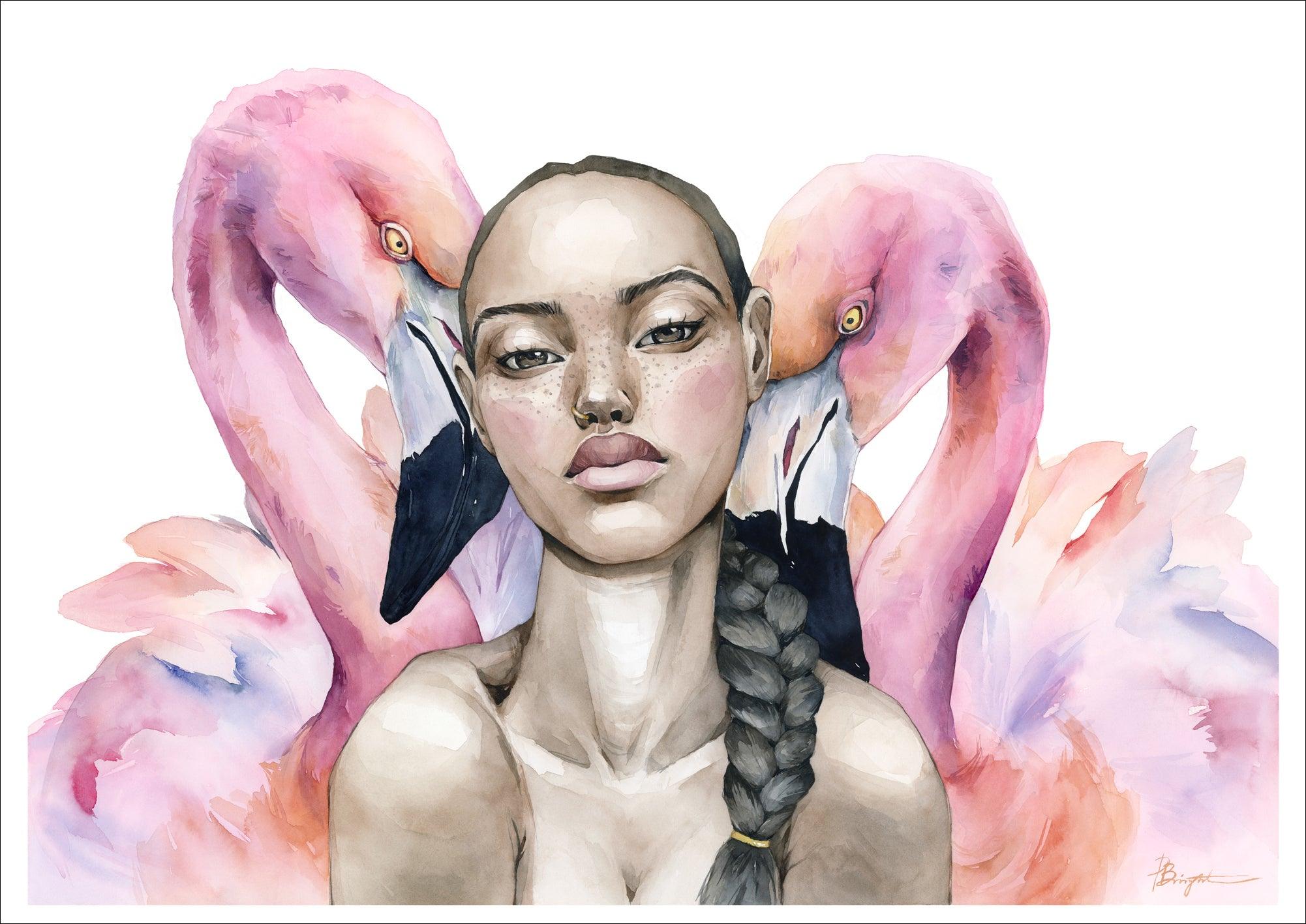 Girl With Flamingos - Polina Bright
