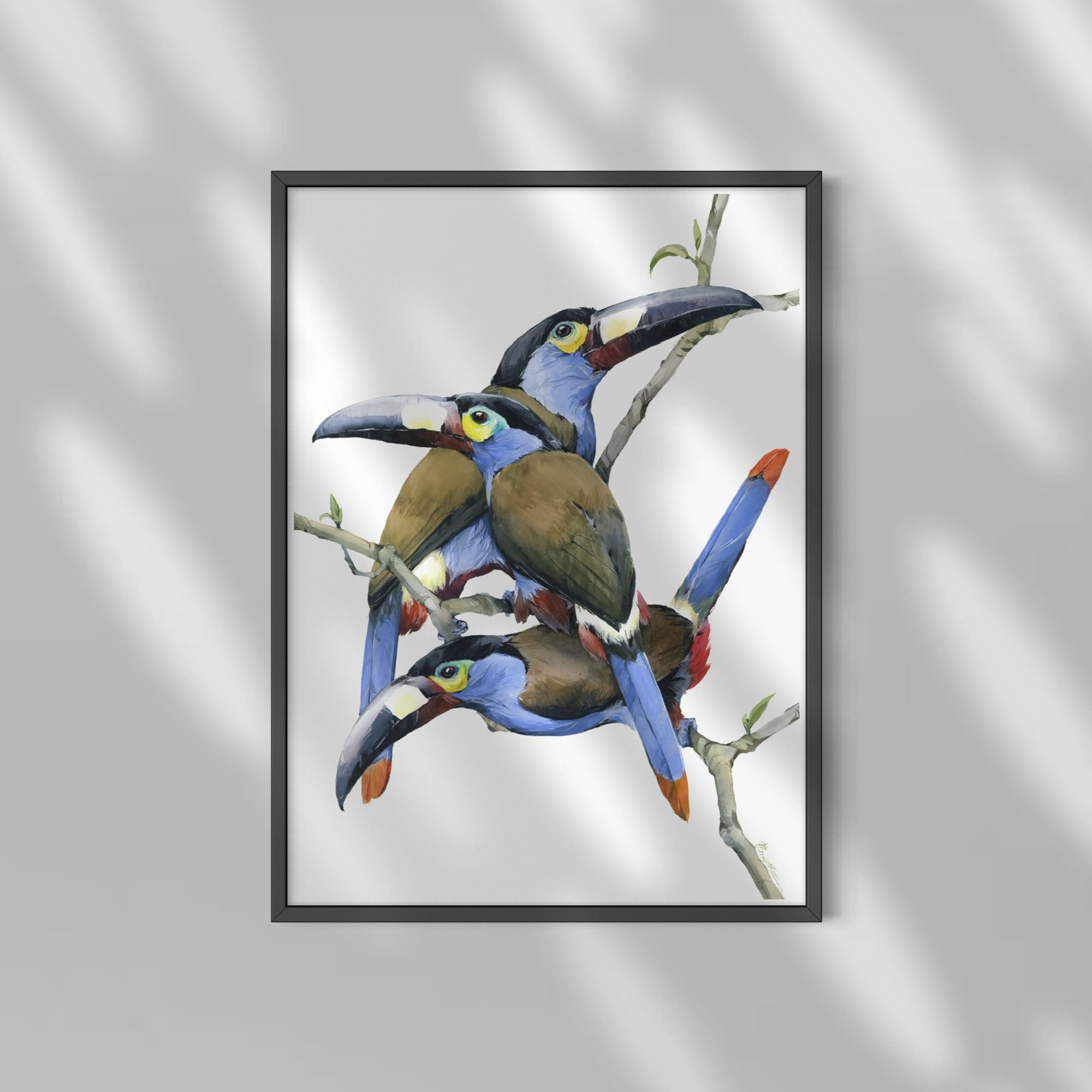 Plate-billed mountain toucans - original painting