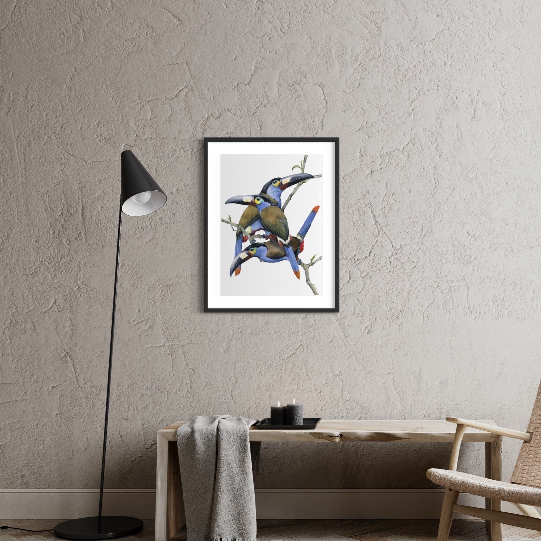 Plate-billed mountain toucans - original painting