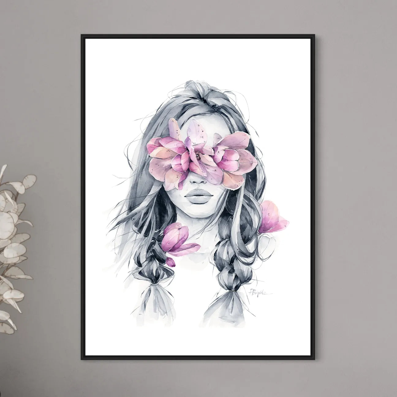 Wild magnolia blindfolded print by Polina Bright